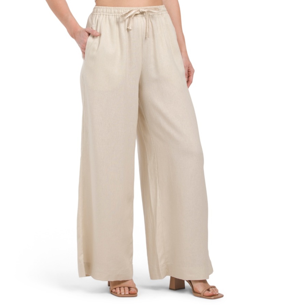 Max Studio Khaki Linen Cotton Trousers